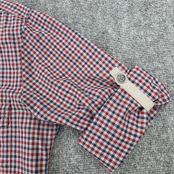 Hugo Boss Shirt Men Large Check Boss Orange Roll Tab Sleeve Casual Cotton Preppy - Picture 7 of 16